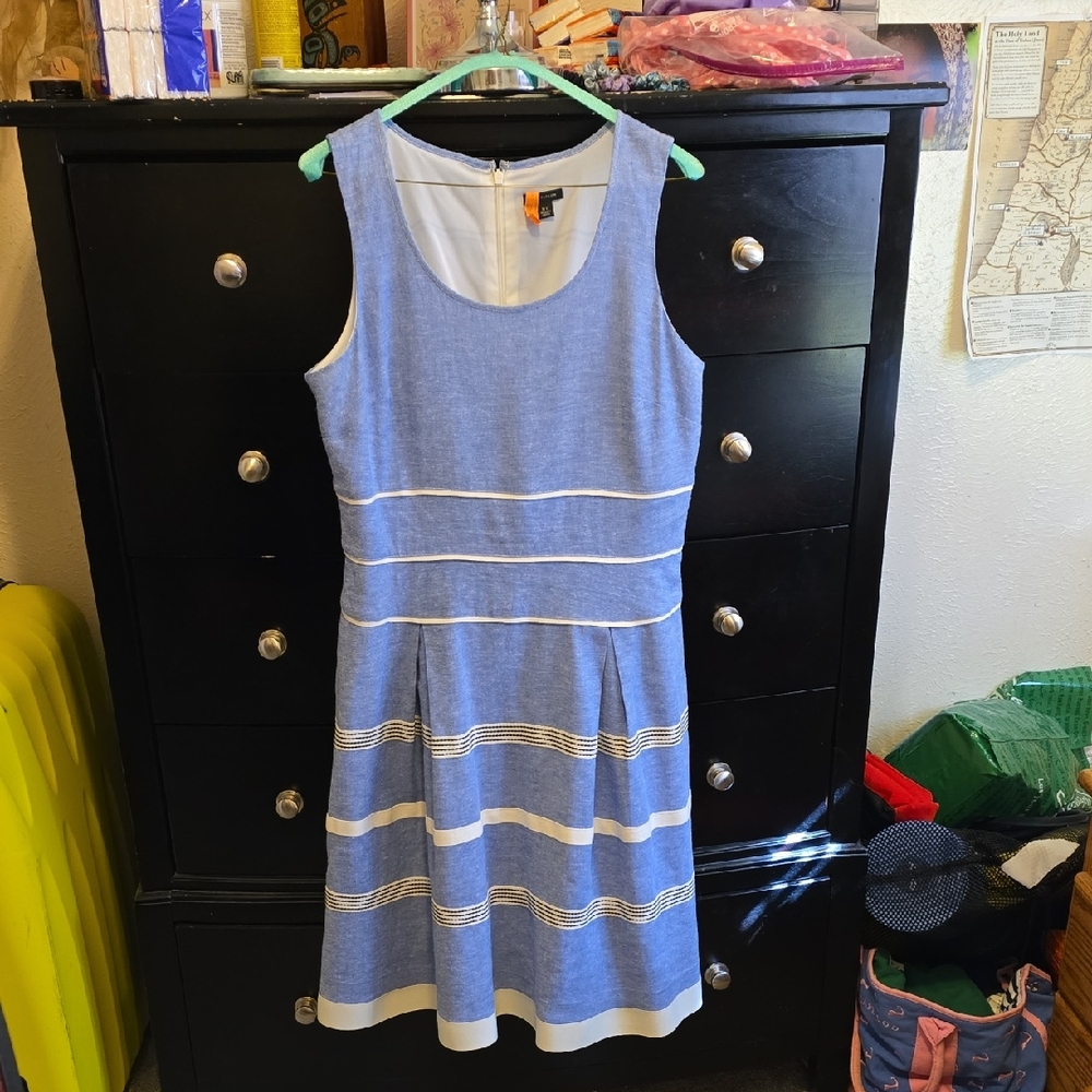 Ann Taylor Linen Blend Full Skirt Midi Dress